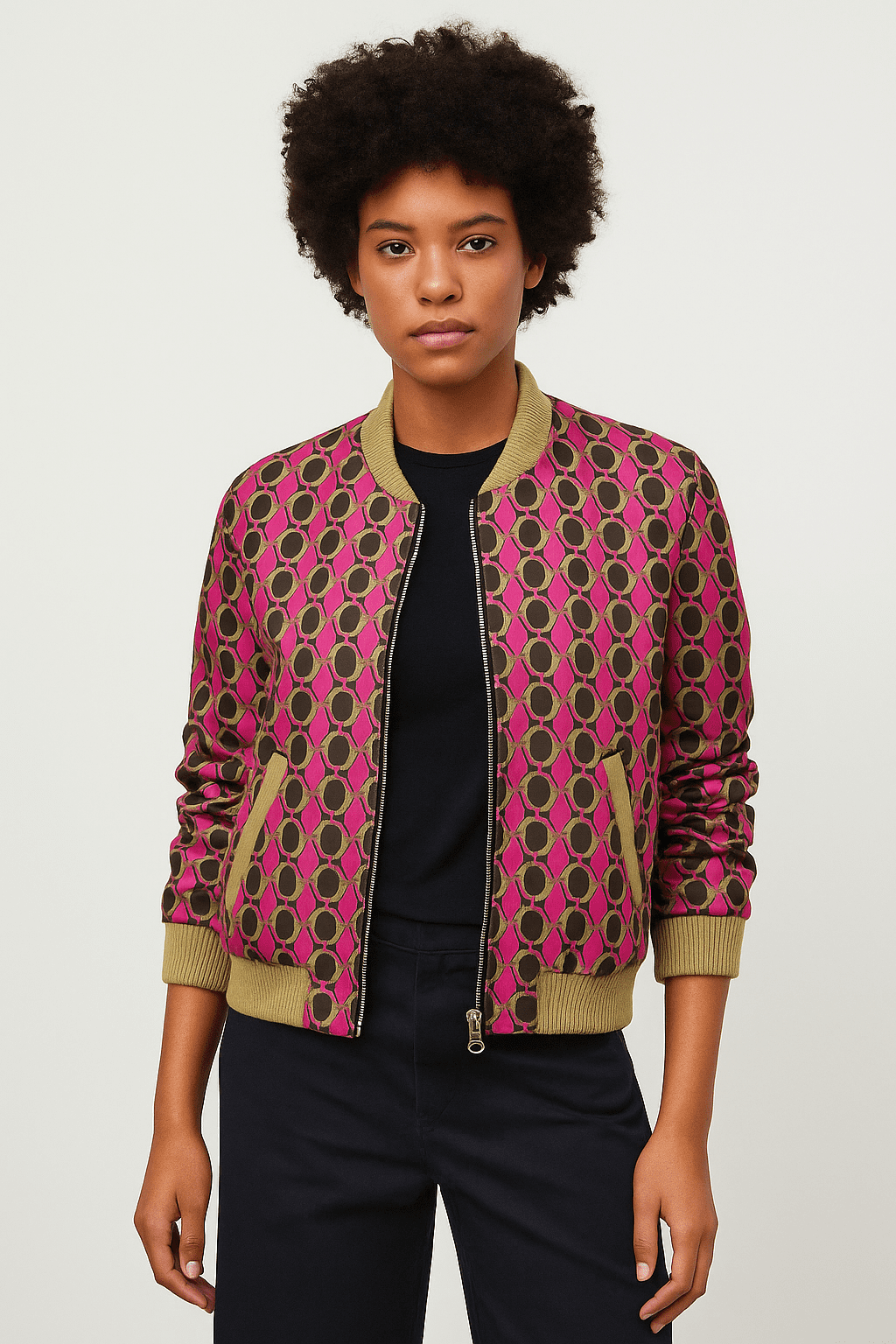 Geometric Luxe Bomber Jacket
